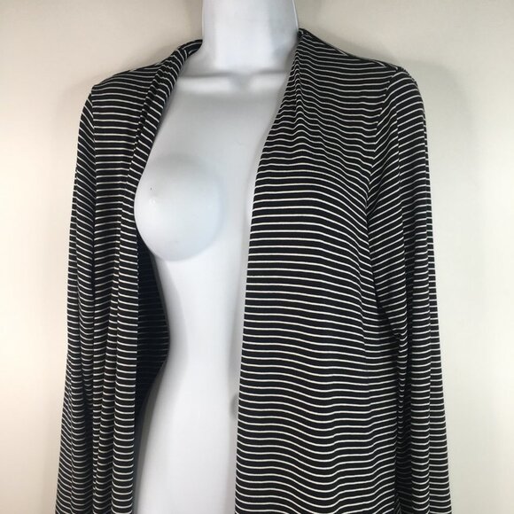 J Jill Wearever Collection Open Front Stripes Long Cardigan Size MP - Picture 3 of 10